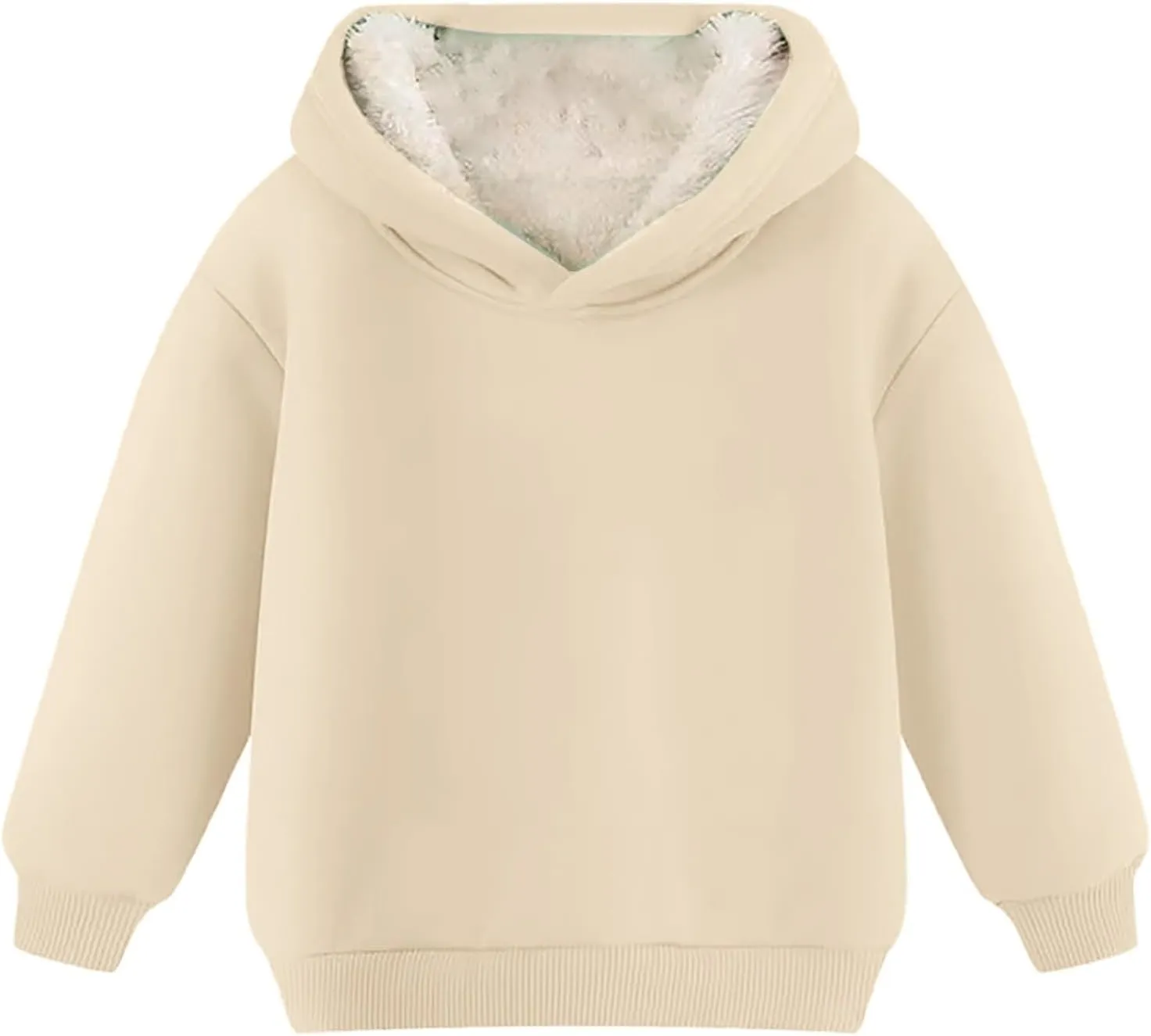 Boys Girls Fleece Pullover Tops Hooded Sweatshirt Solid Sherpa Hoodie for Teen Girl Winter Outwear Jacket Coat