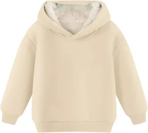 Boys Girls Fleece Pullover Tops Hooded Sweatshirt Solid Sherpa Hoodie for Teen Girl Winter Outwear Jacket Coat
