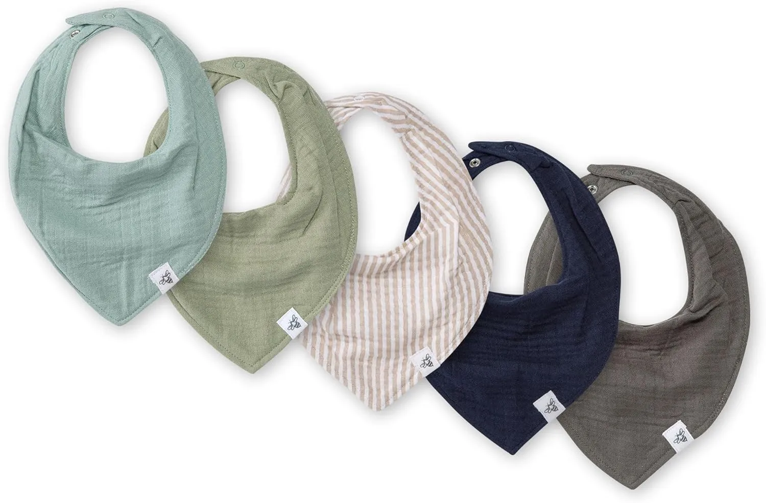 Burt's Bees Baby 5-Pack Bandana Bib Set with Snap Closure