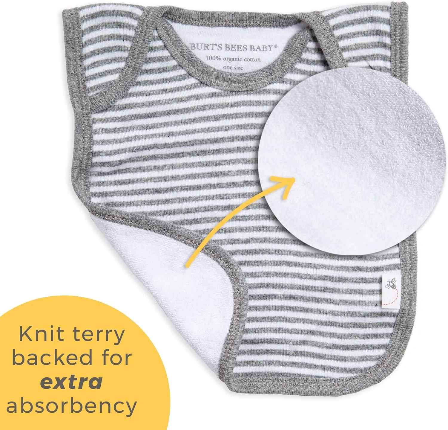 Burt's Bees Baby Infant Pull On Bibs, 100% Organic Cotton Lap Shoulder Style Drool Cloths, Newborn Essentials
