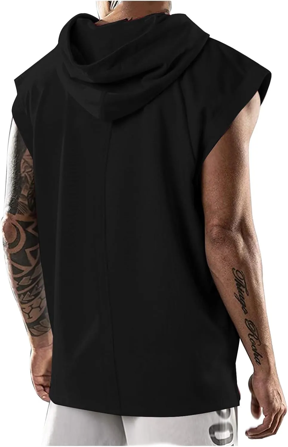 Casual Men Workout Tank Tops Cap Sleeve Hoody Shirts Muscle Fit Pullover Basic Shirt Running Active Solid Tees