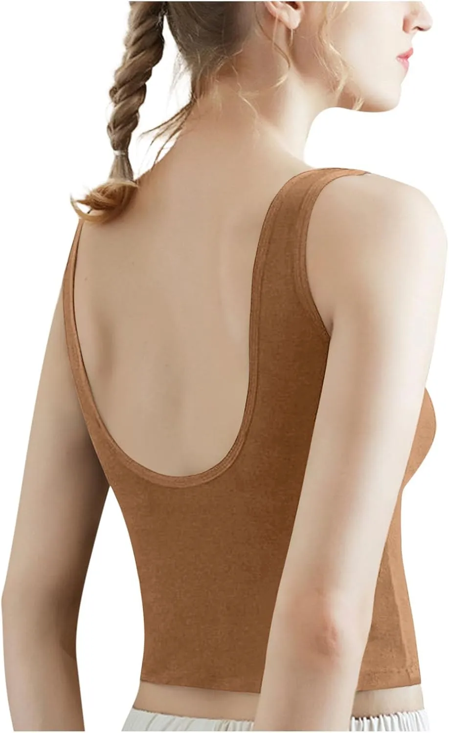 Crop Tank Tops for Women Workout Running Built-in-Bra Tanks Cotton Basic Tees Casual Slim Fit Solid Short Undershirts