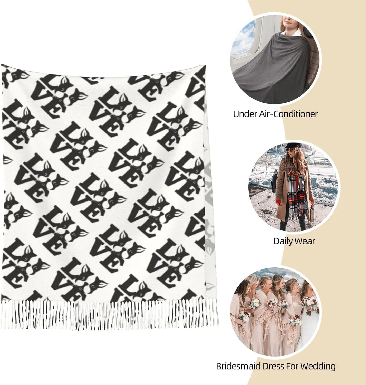 CUTEDWARF rocker Scarf for Women and Men Warm Long Shawl Winter Wraps Large Scarves Shawl Wraps