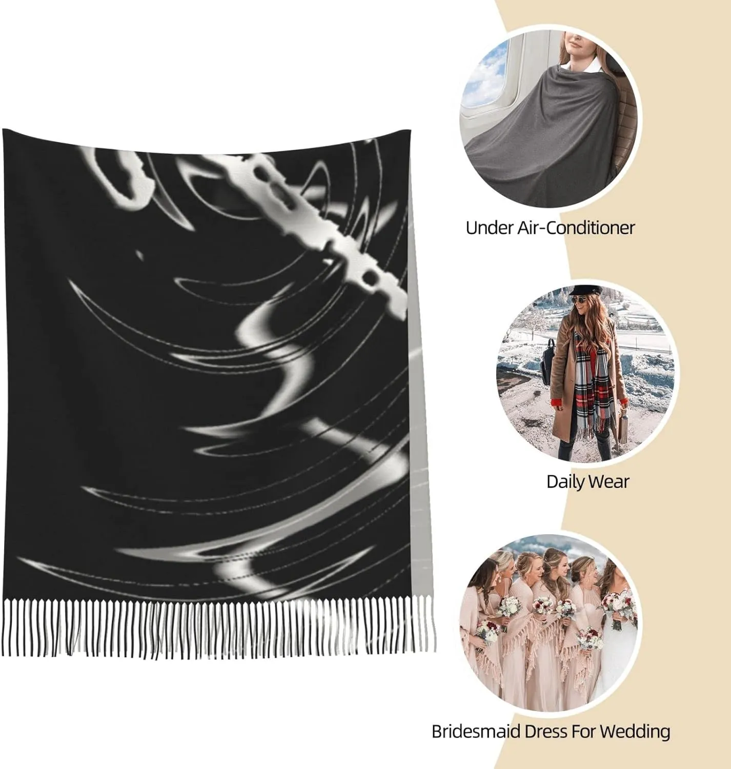 CUTEDWARF rocker Scarf for Women and Men Warm Long Shawl Winter Wraps Large Scarves Shawl Wraps