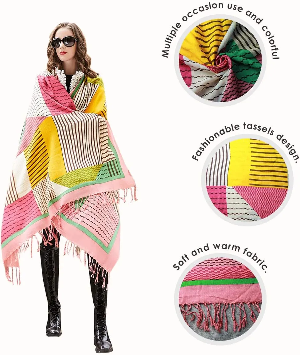 DANA XU Luxury 100% Pure Wool Oversized Extra Large Warm Floral Cashmere Pashmina Scarf Shawl And Wrap For Women Blanket Cape
