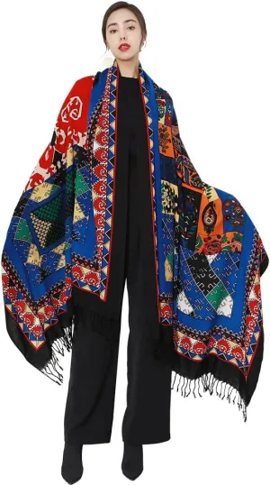 DANA XU Luxury 100% Pure Wool Oversized Extra Large Warm Floral Cashmere Pashmina Scarf Shawl And Wrap For Women Blanket Cape