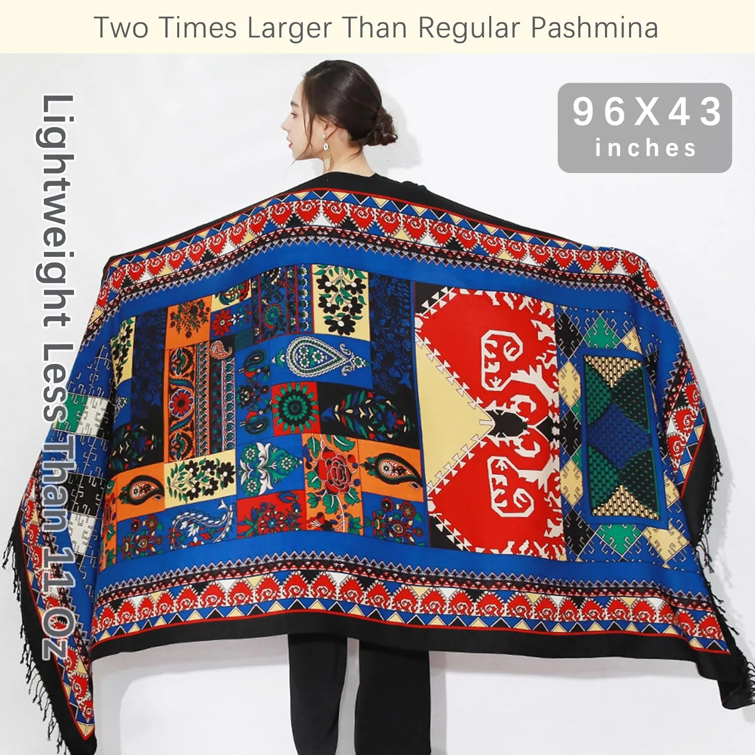 DANA XU Luxury 100% Pure Wool Oversized Extra Large Warm Floral Cashmere Pashmina Scarf Shawl And Wrap For Women Blanket Cape