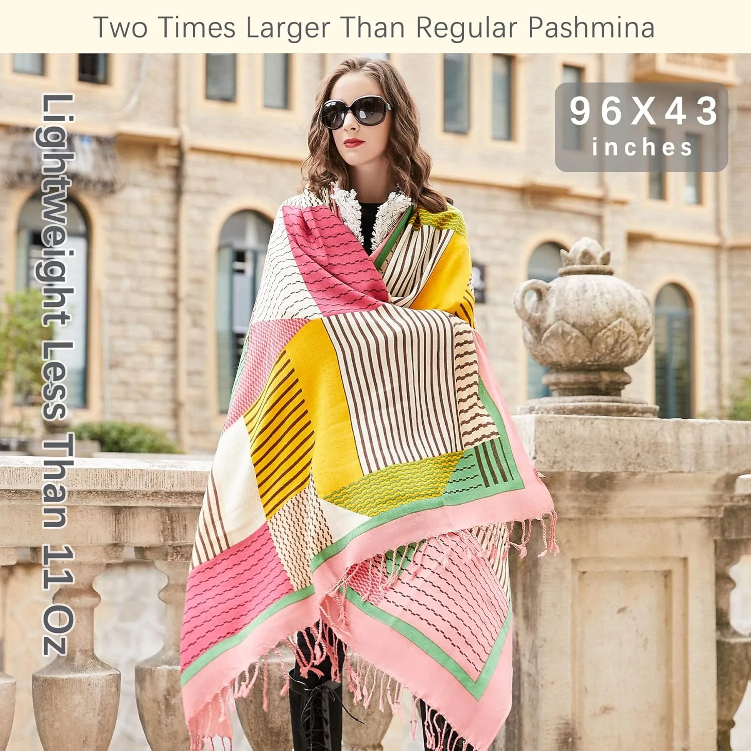 DANA XU Luxury 100% Pure Wool Oversized Extra Large Warm Floral Cashmere Pashmina Scarf Shawl And Wrap For Women Blanket Cape