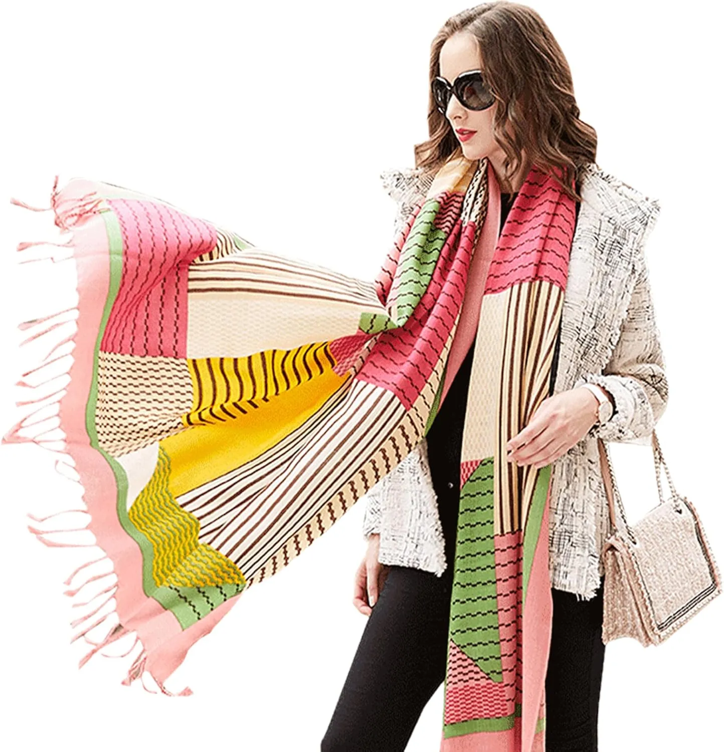 DANA XU Luxury 100% Pure Wool Oversized Extra Large Warm Floral Cashmere Pashmina Scarf Shawl And Wrap For Women Blanket Cape
