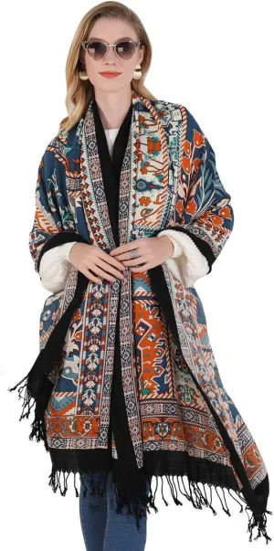 DANA XU Luxury 100% Pure Wool Oversized Extra Large Warm Floral Cashmere Pashmina Scarf Shawl And Wrap For Women Blanket Cape
