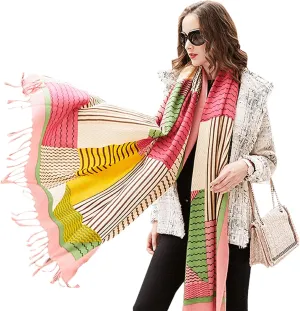 DANA XU Luxury 100% Pure Wool Oversized Extra Large Warm Floral Cashmere Pashmina Scarf Shawl And Wrap For Women Blanket Cape