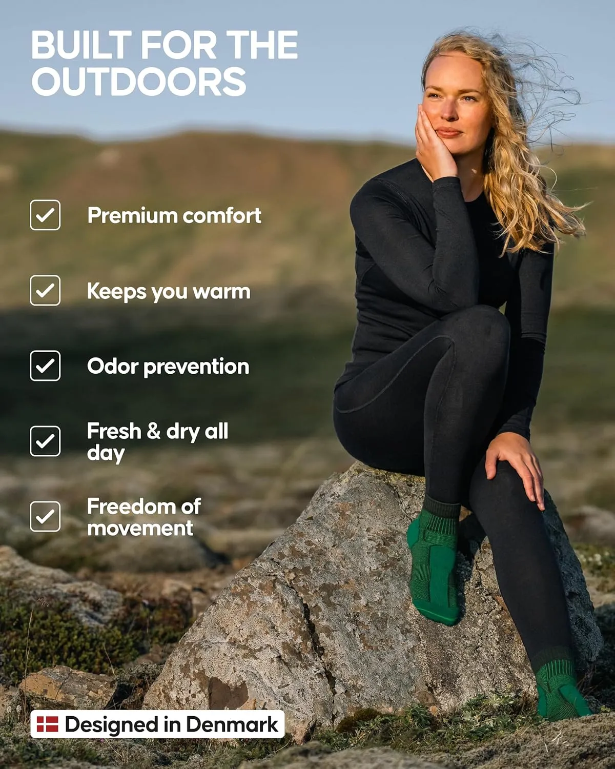 DANISH ENDURANCE Merino Wool Base Layer Set Women, Top and Bottom Set, Thermal Underwear for Womens, Tights, Long Sleeve