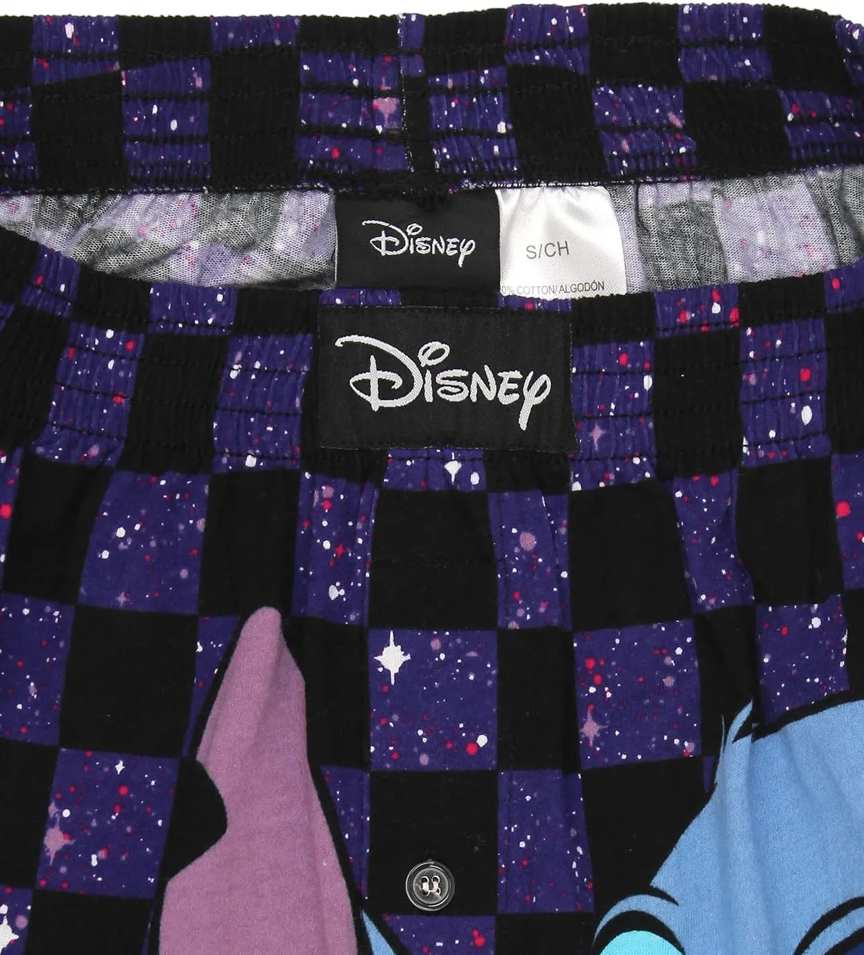 Disney Lilo & Stitch Mens Cotton Jersey Button Fly Boxer Lounge Shorts