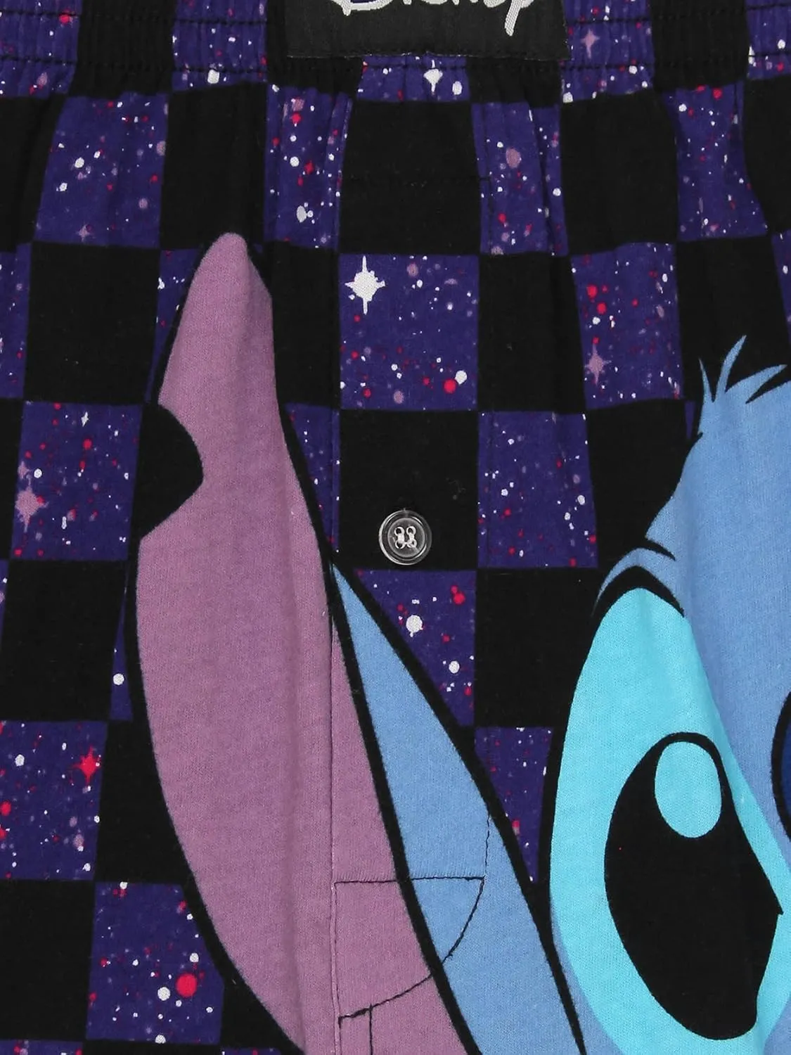 Disney Lilo & Stitch Mens Cotton Jersey Button Fly Boxer Lounge Shorts