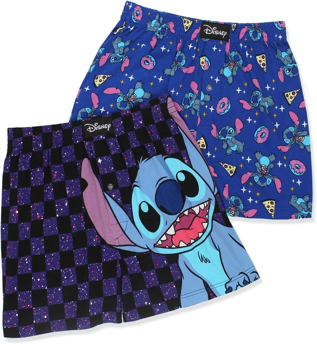 Disney Lilo & Stitch Mens Cotton Jersey Button Fly Boxer Lounge Shorts