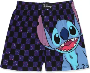 Disney Lilo & Stitch Mens Cotton Jersey Button Fly Boxer Lounge Shorts