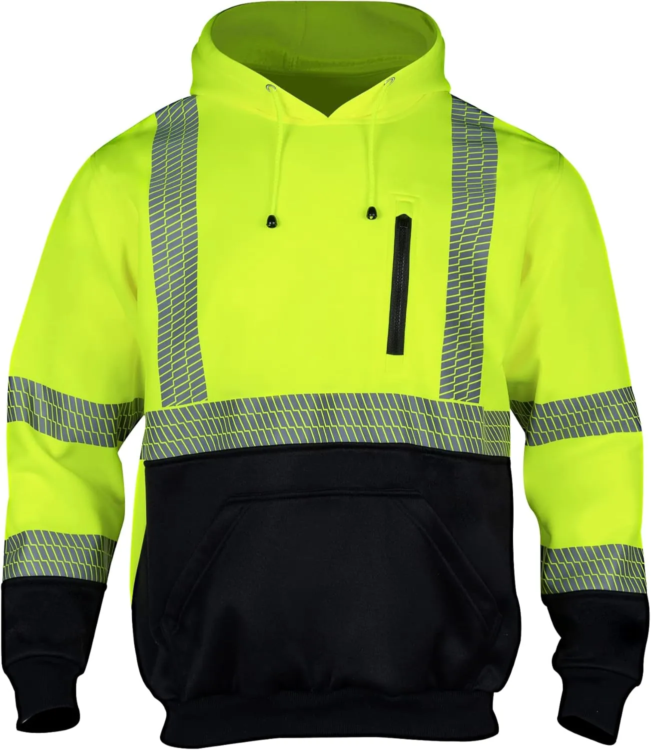 FONIRRA Hi Vis Hoodie for Men Reflective ANSI Class 3 Safety Sweatshirts High Visibility Construction Work Winter Pullover Yellow
