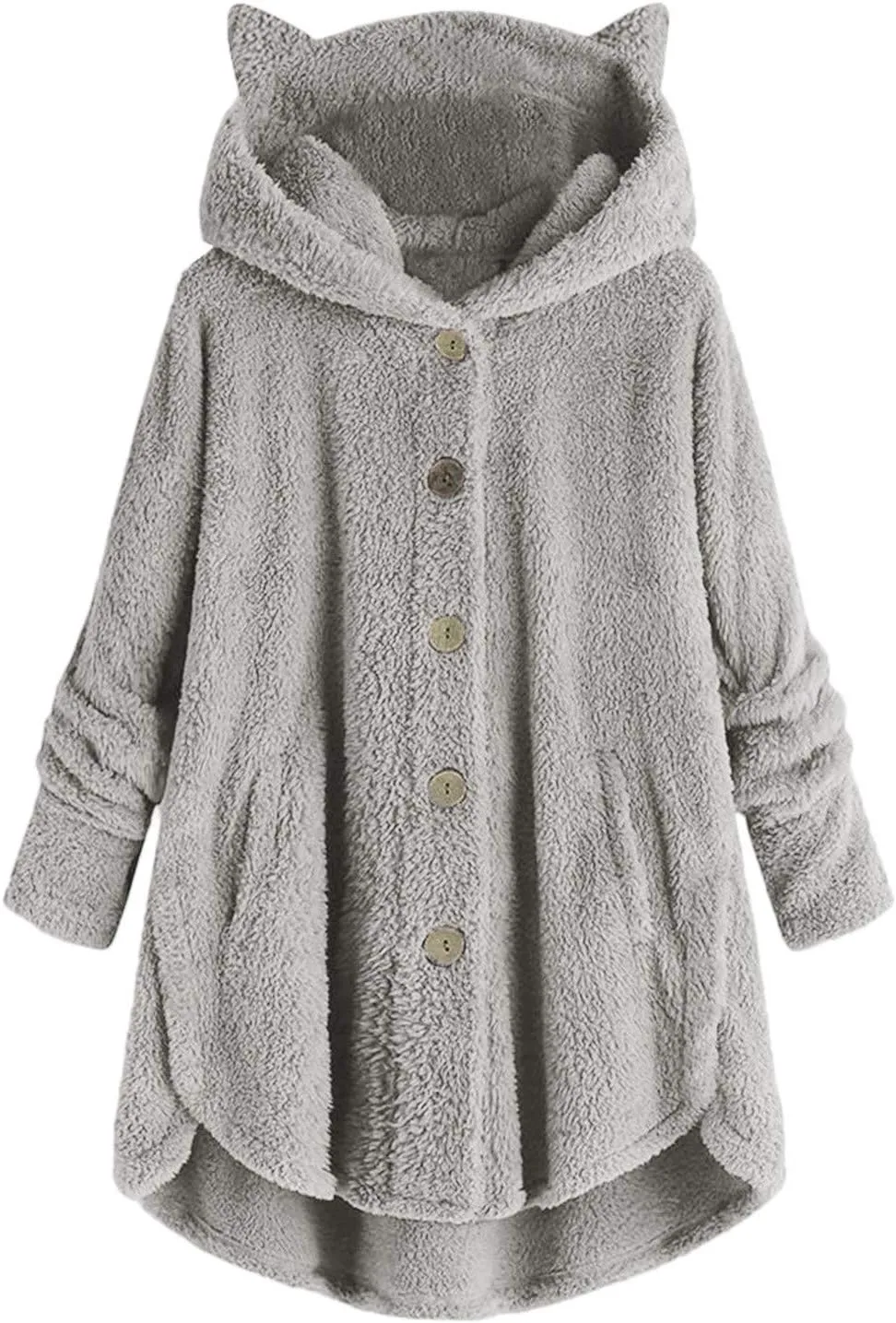 for Women Fall Winter Long Sleeve Cat Loose Fit Kawaii Warm Fuzzy Hooded Cardigan Hoodies Outfits Women 2025