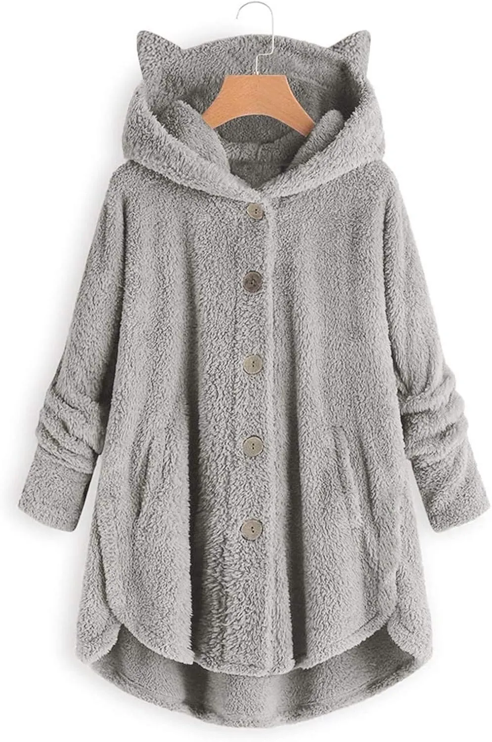 for Women Fall Winter Long Sleeve Cat Loose Fit Kawaii Warm Fuzzy Hooded Cardigan Hoodies Outfits Women 2025