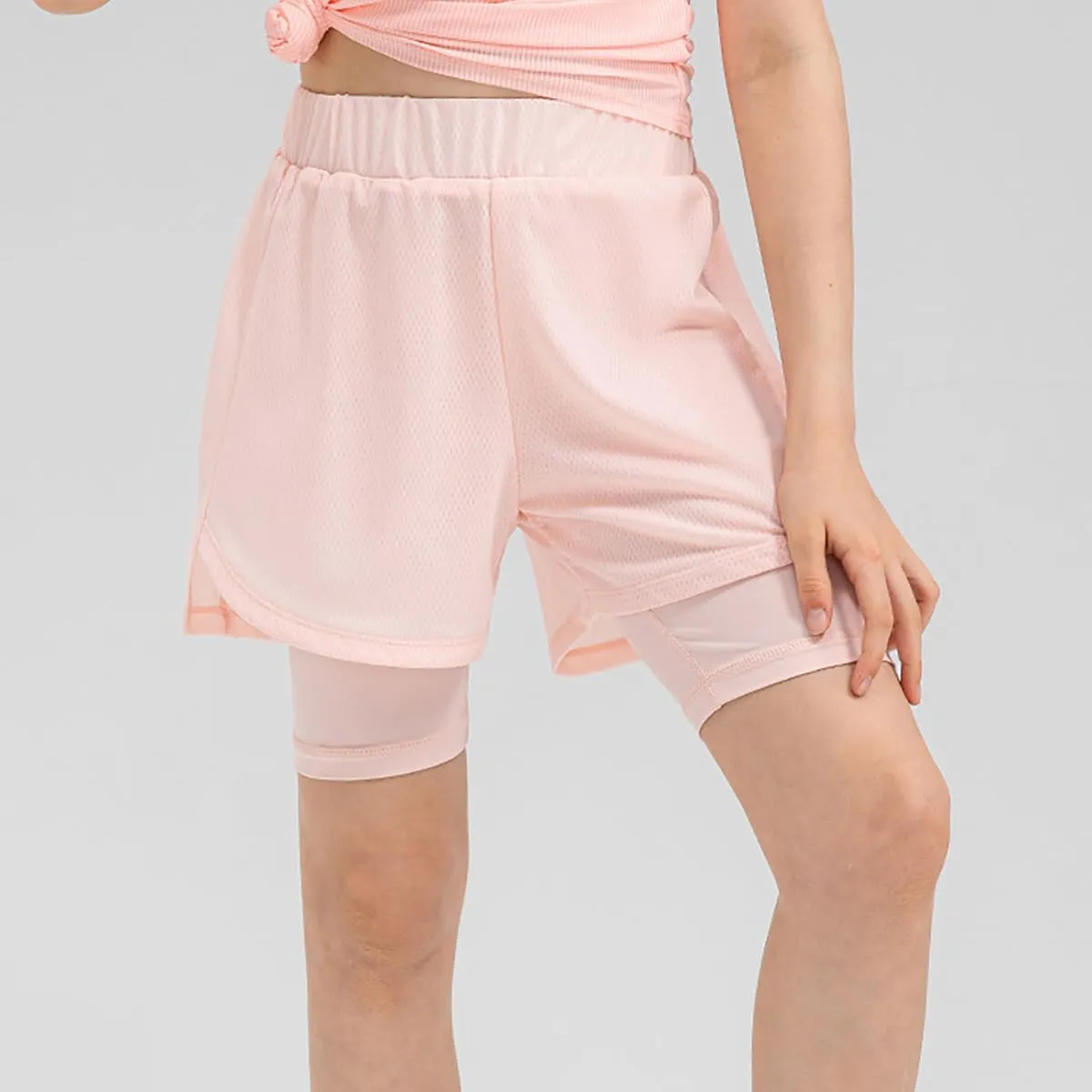 Girls 2 in 1 Running Shorts Quick Dry Athletic Shorts High Waisted Workout Shorts Lightweight Sports Shorts