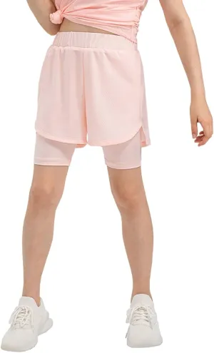 Girls 2 in 1 Running Shorts Quick Dry Athletic Shorts High Waisted Workout Shorts Lightweight Sports Shorts