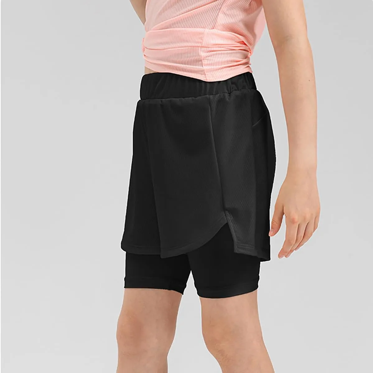 Girls 2 in 1 Running Shorts Quick Dry Athletic Shorts High Waisted Workout Shorts Lightweight Sports Shorts