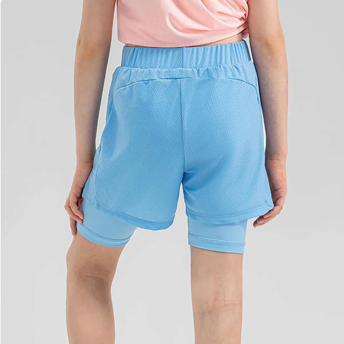 Girls 2 in 1 Running Shorts Quick Dry Athletic Shorts High Waisted Workout Shorts Lightweight Sports Shorts