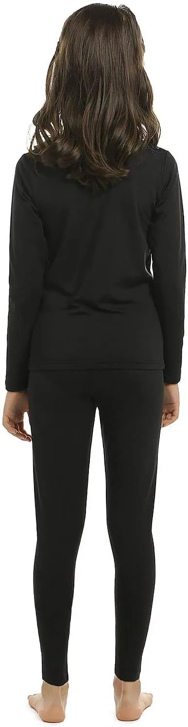 Girls Thermal Underwear Set for Kids Long Johns Fleece Lined Base Layer Top & Bottom Cold Winter Thermals