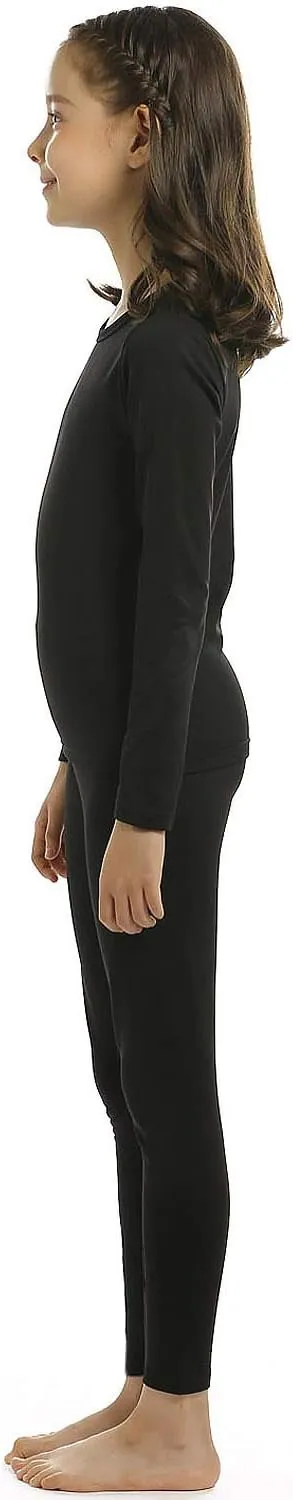 Girls Thermal Underwear Set for Kids Long Johns Fleece Lined Base Layer Top & Bottom Cold Winter Thermals