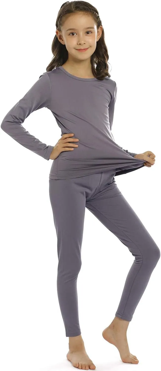 Girls Thermal Underwear Set for Kids Long Johns Fleece Lined Base Layer Top & Bottom Cold Winter Thermals
