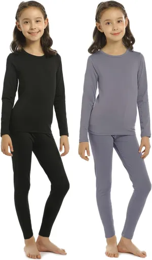 Girls Thermal Underwear Set for Kids Long Johns Fleece Lined Base Layer Top & Bottom Cold Winter Thermals