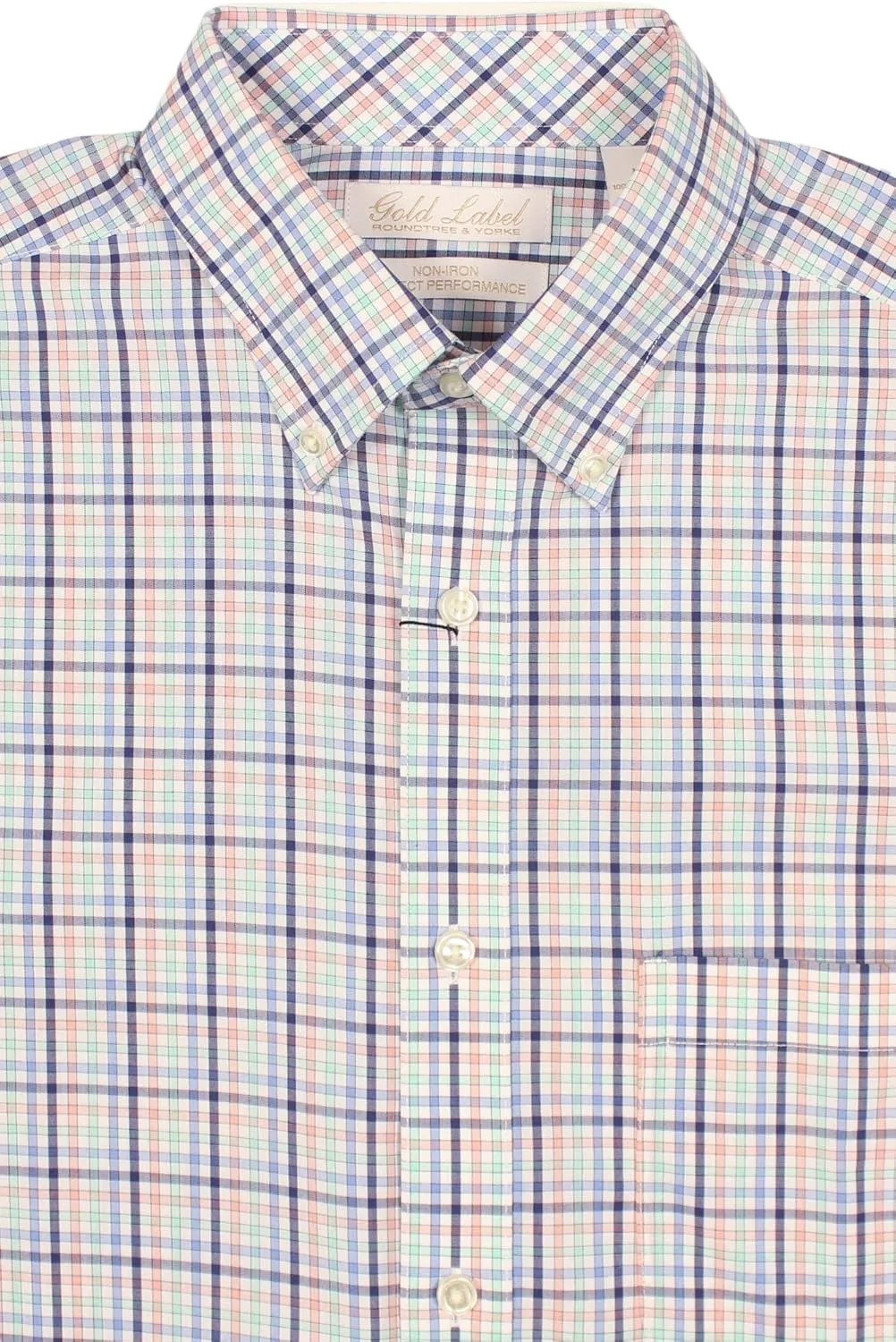Gold Label Roundtree & Yorke Big and Tall Men's Short Sleeve Pocket Shirt Non-Iron Wrinkle-Resistant