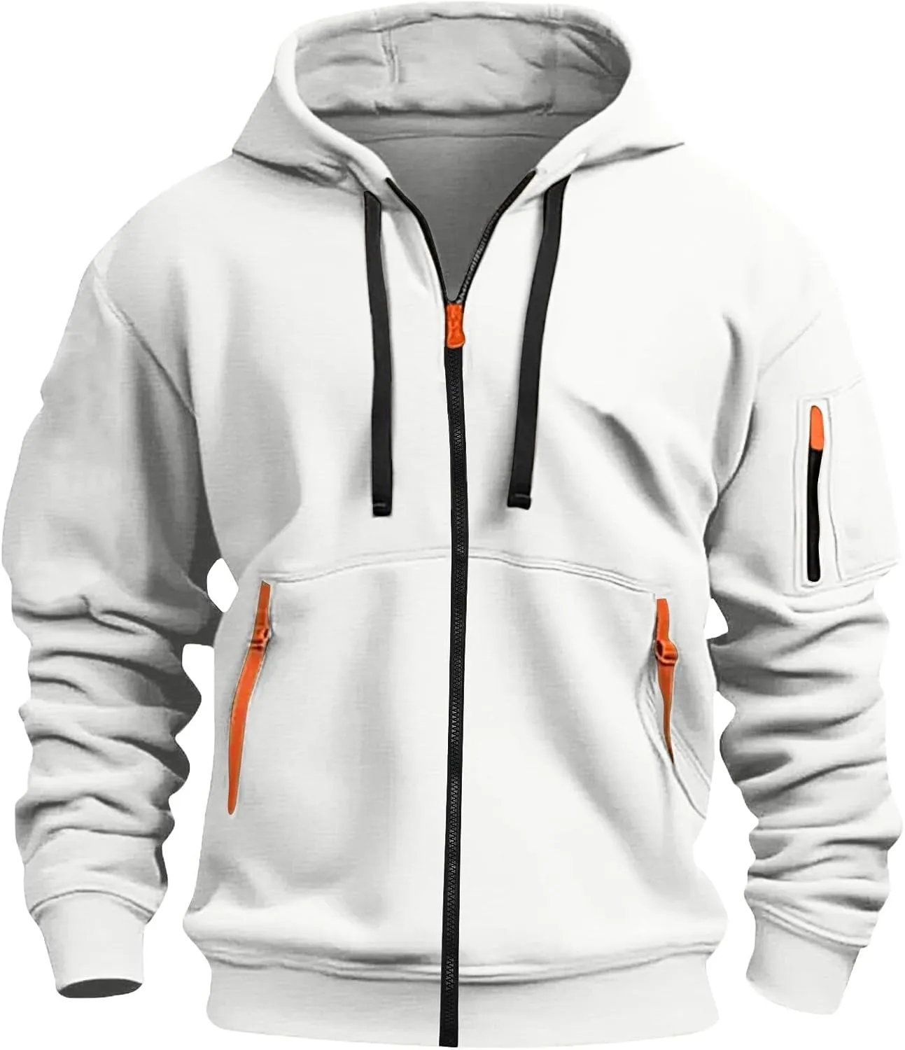 Graphic Men's Zipper Hoodies Winter Workout Plain Drawstring Sweatshirt Comfy Long Sleeve Shirt with Pockets
