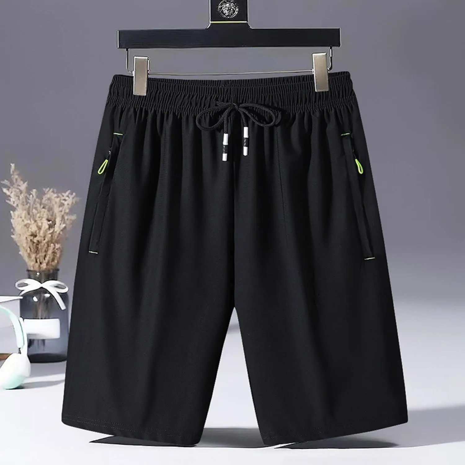 Gym Shorts Men Men's Solid Gym Workout Shorts Running Shorts Quick Dry Fitted Training Shorts with Zipper Pockets