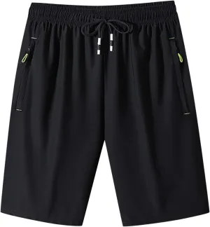 Gym Shorts Men Men's Solid Gym Workout Shorts Running Shorts Quick Dry Fitted Training Shorts with Zipper Pockets