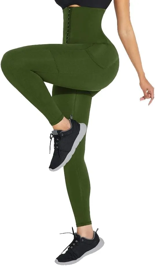 High Waist 3 Hooks Pockets Basic Shape Leggings
