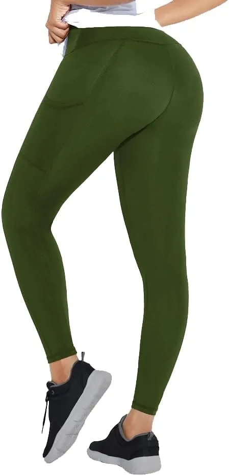 High Waist 3 Hooks Pockets Basic Shape Leggings