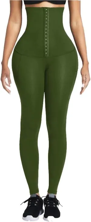High Waist 3 Hooks Pockets Basic Shape Leggings