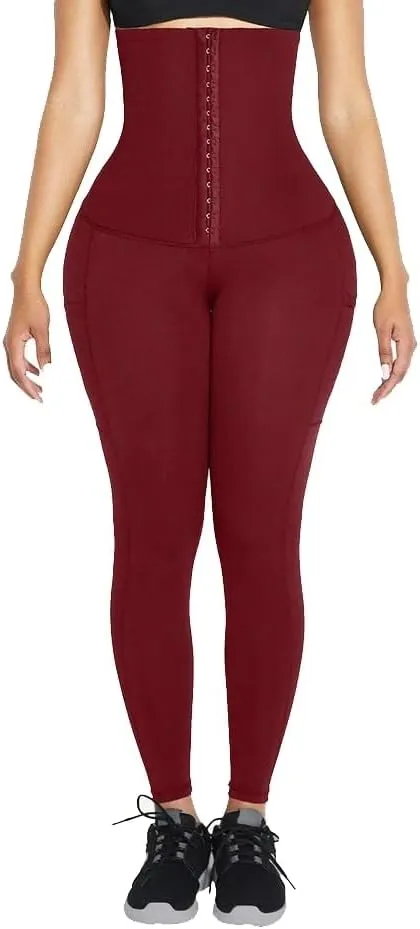 High Waist 3 Hooks Pockets Basic Shape Leggings