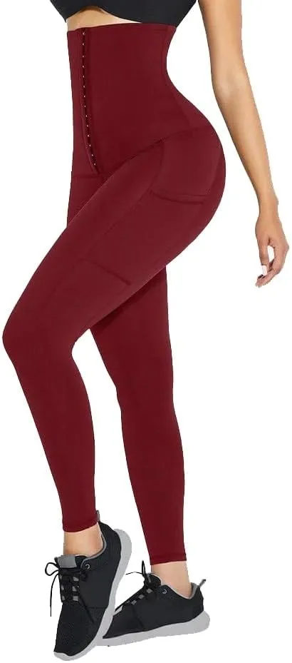 High Waist 3 Hooks Pockets Basic Shape Leggings