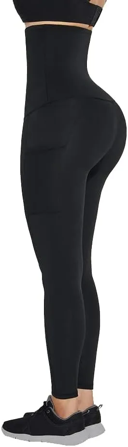 High Waist 3 Hooks Pockets Basic Shape Leggings