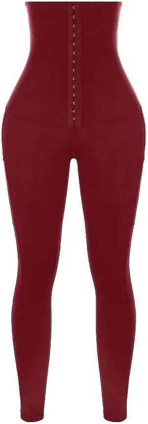 High Waist 3 Hooks Pockets Basic Shape Leggings