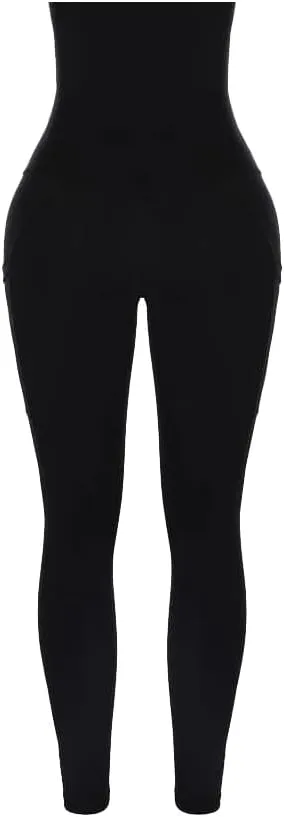 High Waist 3 Hooks Pockets Basic Shape Leggings