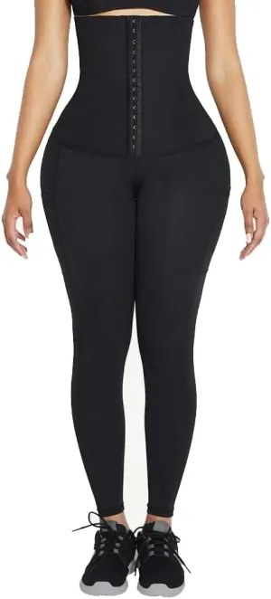 High Waist 3 Hooks Pockets Basic Shape Leggings