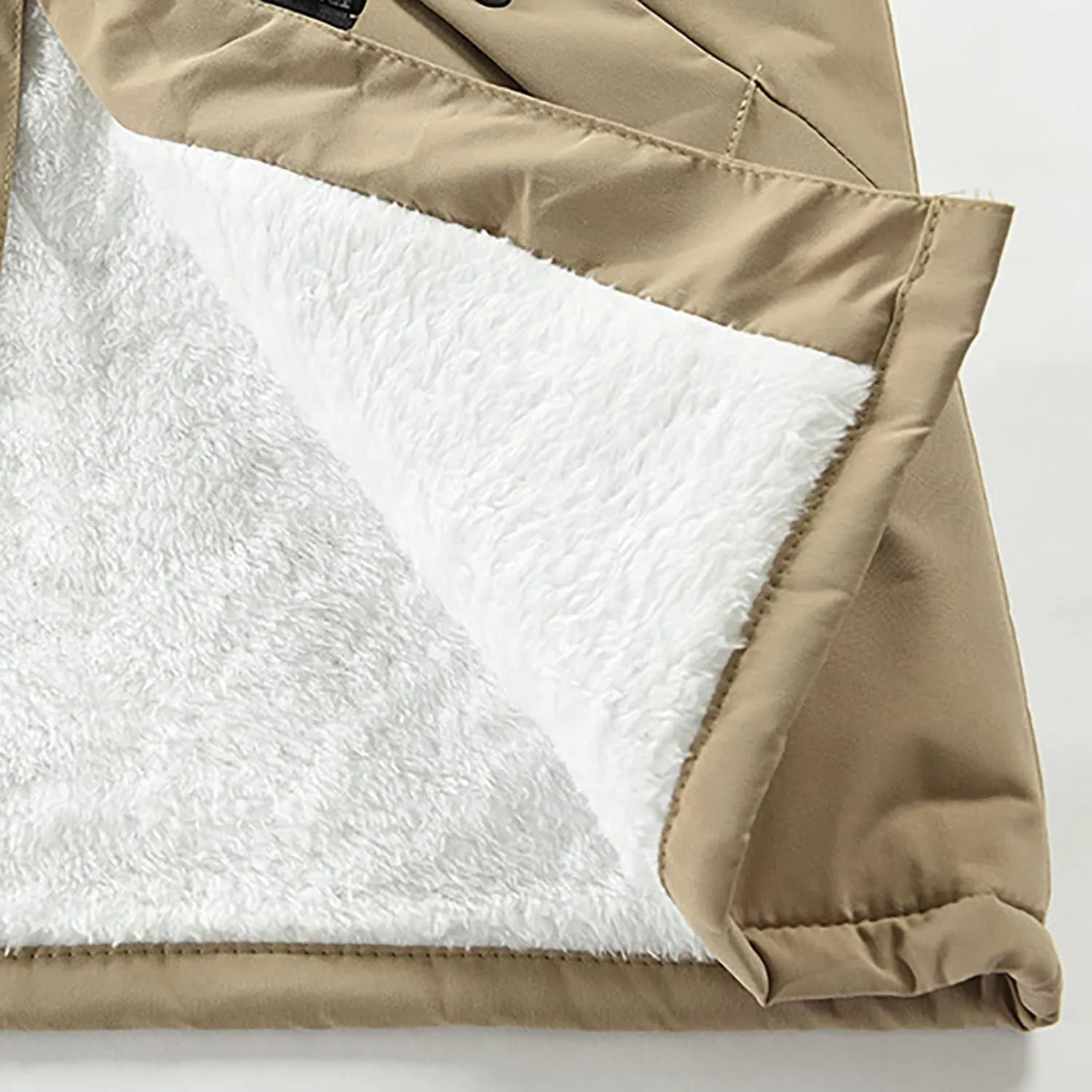 Hoodies For Men Fleece Pullover Autumn Winter Zipper Warm Down Jacket Hooded Plush Solid Color Cotton Coat