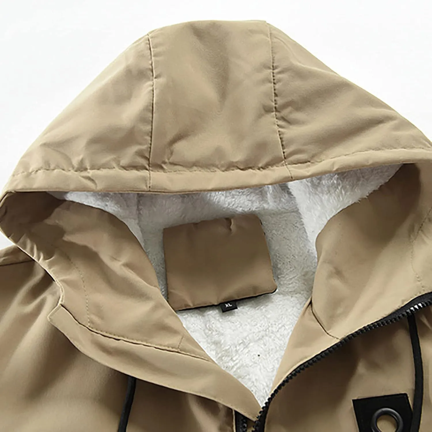 Hoodies For Men Fleece Pullover Autumn Winter Zipper Warm Down Jacket Hooded Plush Solid Color Cotton Coat