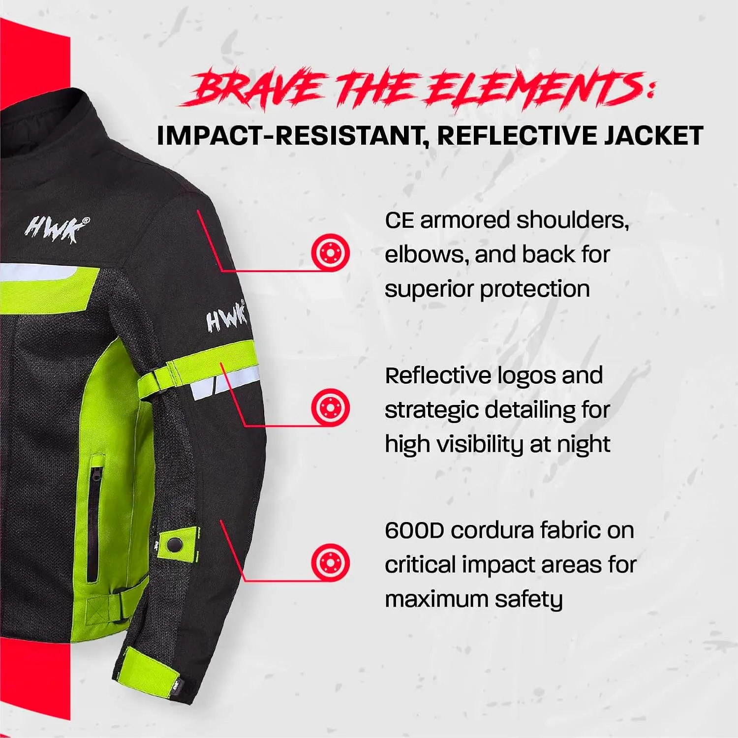 HWK Mesh Motorcycle Jacket Riding Air Motorbike Jacket Biker CE Armored Breathable
