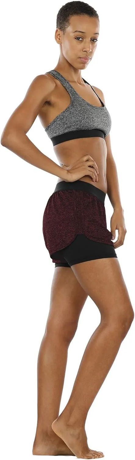 icyzone Running Yoga Shorts for Women - Activewear Workout Exercise Athletic Jogging Shorts 2-in-1