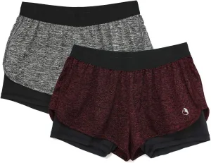 icyzone Running Yoga Shorts for Women - Activewear Workout Exercise Athletic Jogging Shorts 2-in-1