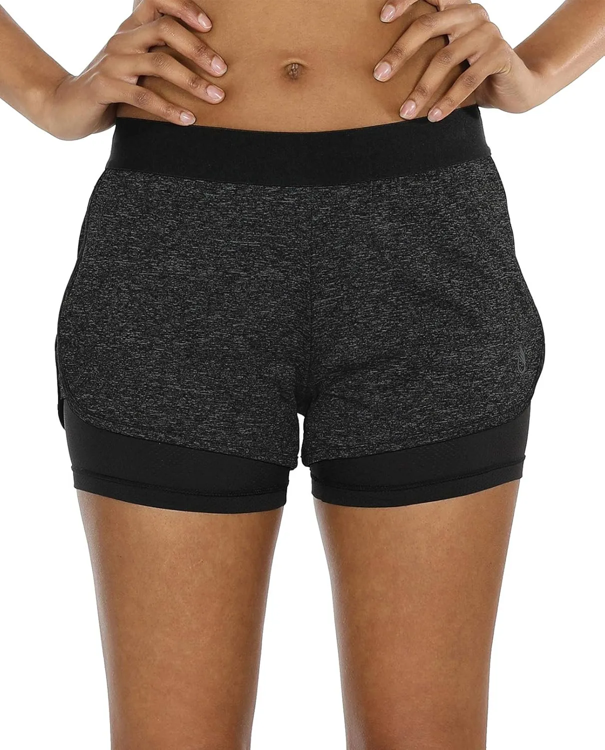 icyzone Running Yoga Shorts for Women - Activewear Workout Exercise Athletic Jogging Shorts 2-in-1